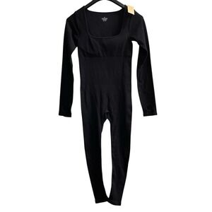 Popilush Bobysuit XL Black Ribbed Shapewear Seamless Long Sleeve Full Length